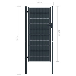 Avis vidaXL Portail de clôture PVC et acier 100x124 cm Anthracite