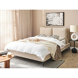 Beliani Lit double bouclé beige 140 x 200 cm MELLE