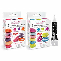 Scrapcooking 6 colorants alimentaires en poudre + Stylo glaçage noir