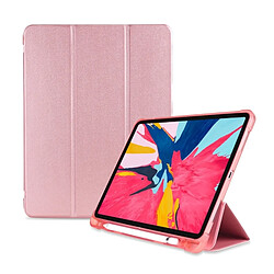 Wewoo Housse Étui Coque de protection TPU antichoc à trois rabattables pour iPad Pro 11 pouces 2018avec support et fente stylo or rose