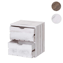 Mendler Commode HWC-C62, 2 tiroirs, 36x32x26cm ~ blanc shabby 