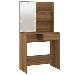 Helloshop26 Coiffeuse table de maquillage design meuble mobilier de chambre avec led chêne 74,5 x 40 x 141 cm marron 02_0006299