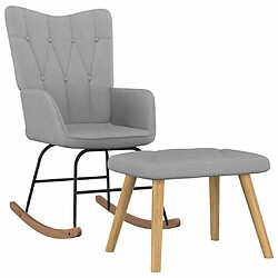 Maison Chic Chaise à bascule avec tabouret | Fauteuil Relax Gris clair Tissu -GKD81171