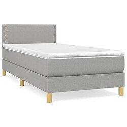 vidaXL Sommier à lattes de lit avec matelas Gris clair 90x200 cm Tissu