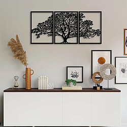 DEKORY Décoration Murale Arbre de vie 3 panneaux en Métal - 104x48 cm