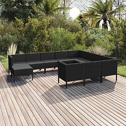 Maison Chic Salon de jardin 11pcs + coussins - Mobilier/Meubles de jardin - Table et chaises d'extérieur Résine tressée Noir -MN53738