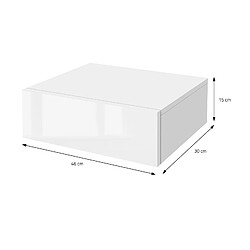 Acheter Table de nuit suspendue 46x30x15 cm blanc brillant en MDF avec tiroir ML-Design