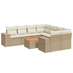 Maison Chic Salon de jardin avec coussins 9 pcs | Ensemble de Table et chaises | Mobilier d'Extérieur beige résine tressée -GKD32763