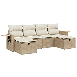 vidaXL Salon de jardin avec coussins 6 pcs beige résine tressée