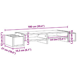 vidaXL Support de moniteur avec rangement blanc bois d'ingénierie pas cher