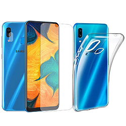 Protection intégrale Verre Trempé pour Samsung Galaxy A30+Verre Trempé Caméra Arrière+Coque souple silicone transparente-Visiodirect-