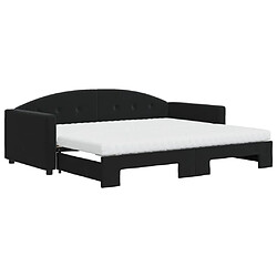 Maison Chic Lit de jour avec gigogne et matelas, Lit de repos pour Salon Chambre,Canapé-lit,Lit d'invité noir 90x200 cm velours -MN96371