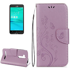 Wewoo Housse Étui Violet pour ASUS Zenfone Go ZB500KL Modèle de fleurs pressées Horizontal en cuir flip avec support & Slots de cartes Portefeuille Couleur: clair