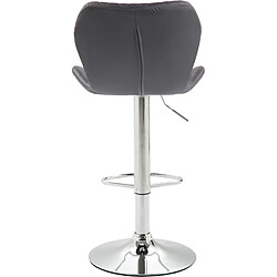 Decoshop26 Tabouret de bar x1 avec coutures décoratives en forme de losanges en PVC gris et métal chromé 10_0004646 pas cher