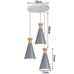 Stoex Lustre Industriel Suspension Moderne 3 Têtes Lampes Gris pas cher