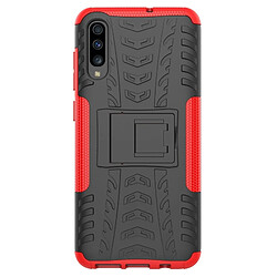 Wewoo Coque Pour Galaxy A70s Texture de pneu TPU antichoc + PC Housse de protection avec support rouge