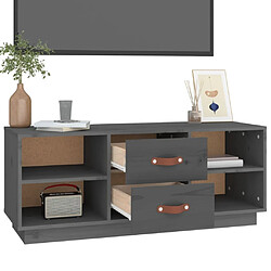 Maison Chic Meuble TV scandinave - Banc TV pour salon Gris 100x34x40 cm Bois de pin massif -MN28029 pas cher