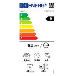 Lave-linge hublot 7kg 1400 tours/min blanc - WFB174QW - BRANDT