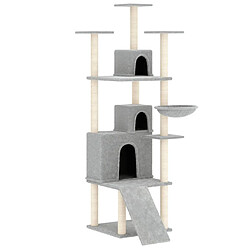 Helloshop26 Arbre à chat meuble tour grimper jouet grattage grattoir escalade plateforme avec griffoirs en sisal clair 175 cm gris 02_0022591