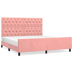 Maison Chic Lit adulte - Cadre Structure de lit avec tête de lit Contemporain Rose 160x200 cm Velours -MN14305