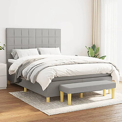 Maison Chic Lit Adulte - Lit simple Lit à sommier tapissier avec matelas moelleux - Meuble de Chambre - Gris clair 140x200cm Tissu -MN58962