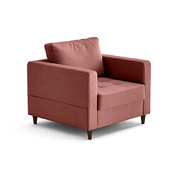 Lisa Design Anna - fauteuil avec poche en velours - pieds en bois Anna - fauteuil avec poche en velours - pieds en bois - Rose