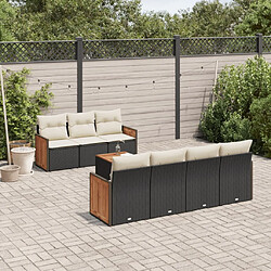 Maison Chic Salon de jardin 8 pcs avec coussins | Ensemble de Table et chaises | Mobilier d'Extérieur noir résine tressée -GKD70668