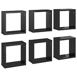 vidaXL Étagères cube murales 6 pcs noir brillant 30x15x30 cm