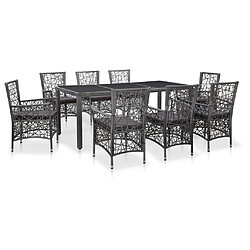 Maison Chic Mobilier à dîner 9 pcs de jardin - Ensemble table et chaises d'extérieur - Salon/Mobilier de jardin classique Résine tressée Gris -MN96973