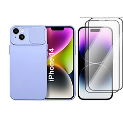 Coque Cam Slide couleur Lavande + 2 Verres Trempes Pour iPhone 14 Little Boutik©