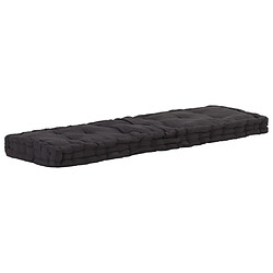 vidaXL Coussin de plancher de palette Coton 120x40x7 cm Noir