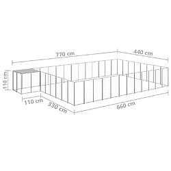 Helloshop26 Chenil extérieur cage enclos parc animaux chien argenté 30,25 m² acier 02_0000267