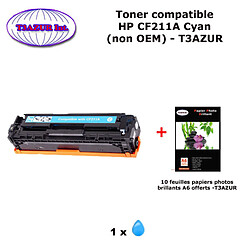 Toner générique HP CF211A ,HP 131X pour HP LaserJet Pro 200 color M251, M276 Cyan + 10f papiers photos A6 -T3AZUR