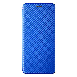 Coque en TPU + PU texture en fibre de carbone avec béquille en anneau et porte-carte bleu pour votre Motorola Moto G51 5G