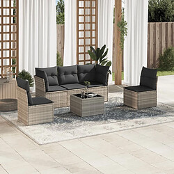 vidaXL Salon de jardin 6 pcs avec coussins gris clair résine tressée