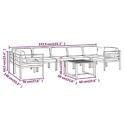 vidaXL Salon de jardin 8 pcs avec coussins Aluminium Anthracite pas cher