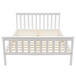 Acheter RAVAS Lit double lit en bois 140 x 200 cm Lit en bois massif avec sommiers à lattes, lit en pin pour adultes, enfants, ados, blanc