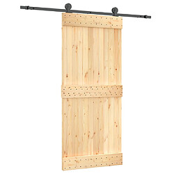 vidaXL Porte coulissante et kit de quincaillerie 90x210 cm pin massif