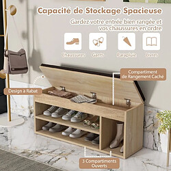 Avis Helloshop26 Banc à chaussures pour 7 paires 3 étagères 1 coffre de rangement coussin amovible en MDF 104 x 30 x 48 cm naturel 20_0007824