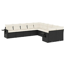 Maison Chic Salon de jardin 10 pcs avec coussins | Ensemble de Table et chaises | Mobilier d'Extérieur noir résine tressée -GKD23232