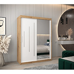 Abiks Meble Armoire YORK 2 À Portes Coulissantes 200/150/62 2 Portes (Artisan/Blanc)