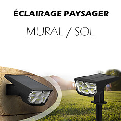 Lot de 4 Projecteur Paysagiste Solaire Extérieur Haute luminosité 105 lumen grande autonomie de 10h Mural et à Piquet Jaune 3000K de marque KYF