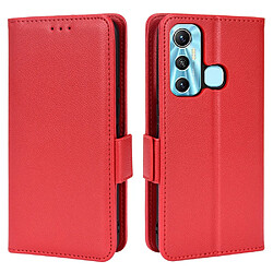 Etui en PU texture litchi, anti-rayures, anti-chocs avec support, rouge pour votre Infinix Hot 11/X662