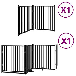 vidaXL Barrière pour chien porte pliable 6 panneaux noir bois peuplier