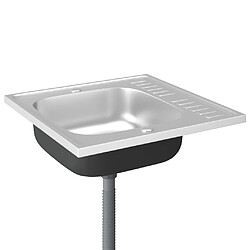 Acheter vidaXL Jeu d'évier de cuisine et égouttoir argenté 600x600x155 mm inox