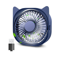 Avis Ventilateur USB Petit Ventilateur De Bureau, ventilateur de Bureau Silencieux Portable à 3 Vitesses, ventilateur personnel Rotatif à 360 degrés de 4 pouces (Bleu)