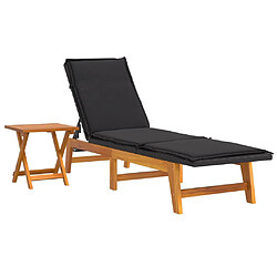 Maison Chic Chaise longue avec table | Bain de soleil Relax | Transat Résine tressée et bois massif d'acacia -GKD85989