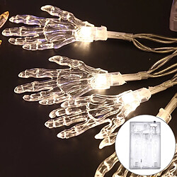 Wewoo 2,5 m Ghost Hand Design lumière blanche et chaude, série de lumières à DEL de la série Halloween, 20 LED, 3 piles AA, boîtier de fête, accessoires de fête, décoration de fée, lampe de nuit pas cher