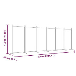 vidaXL Cloison de séparation 6 panneaux Noir 520x180 cm Tissu pas cher