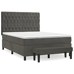 Maison Chic Lit Adulte - Lit simple Lit à sommier tapissier et matelas moelleux - Meuble de Chambre - Gris foncé 140x190cm Velours -MN88903